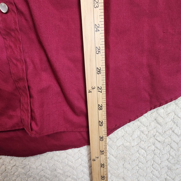 Ely Diamond Mens L Western Cowboy Rodeo Shirt Burgundy Feather Embroidery - Picture 8 of 10